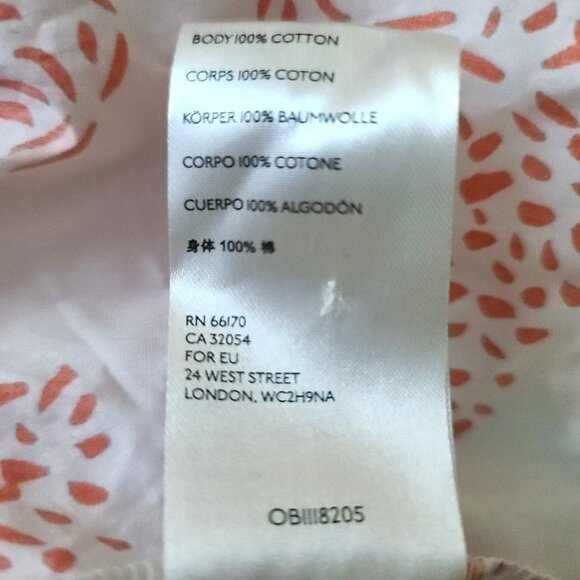 Anthopologie Moglea Danae Poplin Babydoll Blouse Sz XS White/Orange Boho NWT - Picture 8 of 12